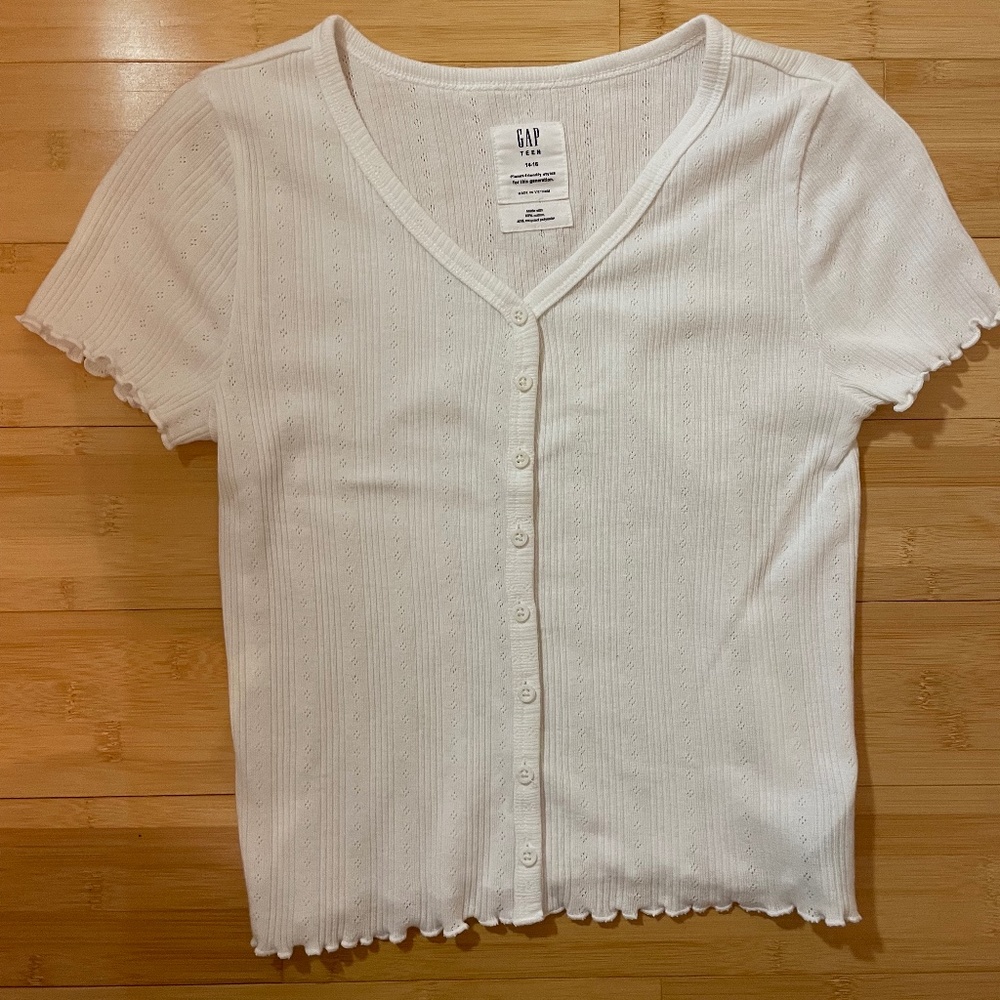 Gap White Teen V-Neck Top